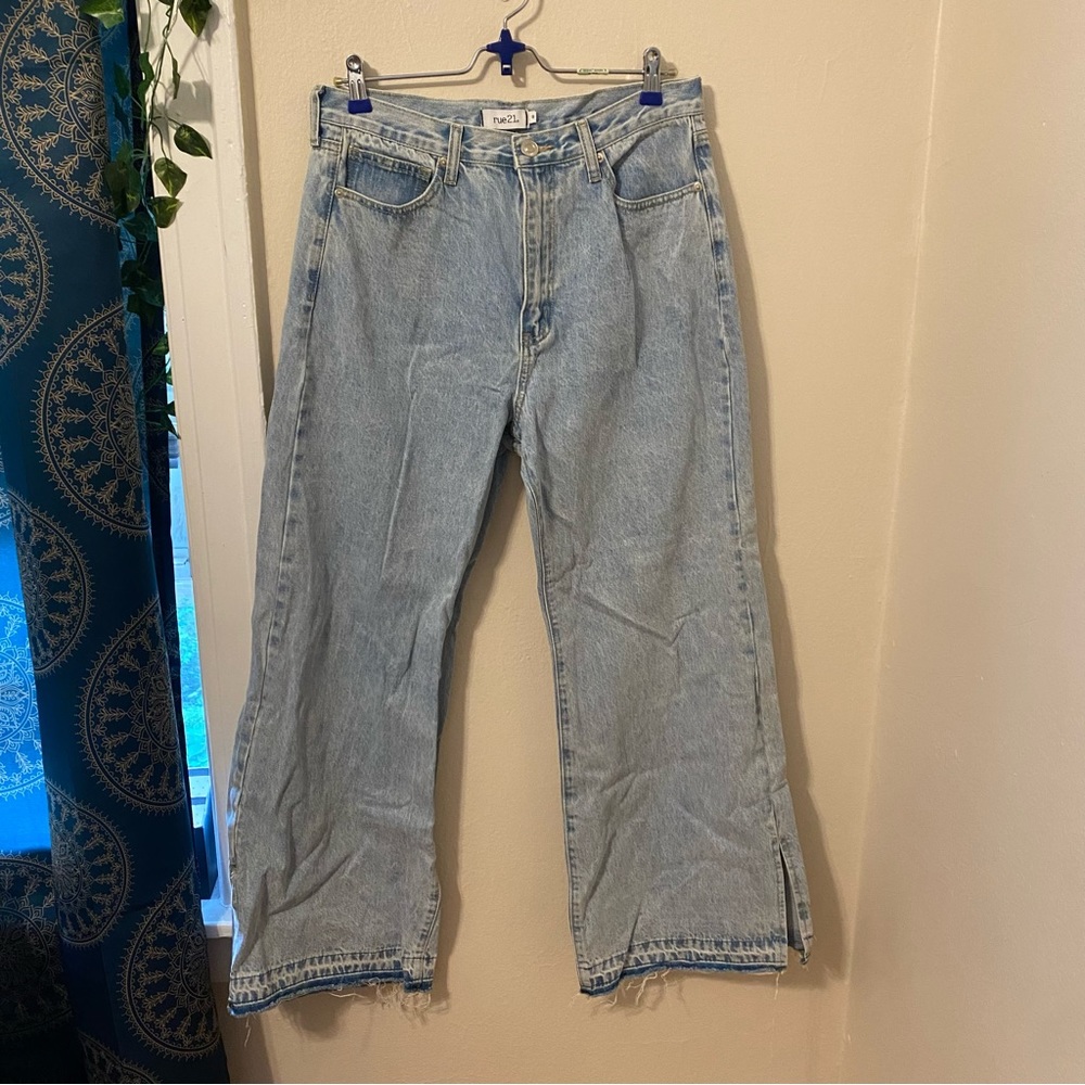 Rue21 Jeans Size 31x30 Blue Pants Flared Wide Leg Light Designer Womens Tag 12